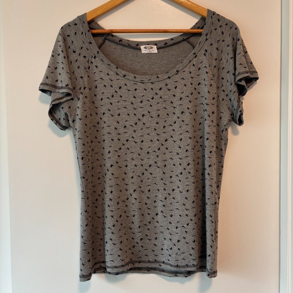 MADE IN CANADA - Flutter Sleeve, Scoop Neck Bamboo Top - Pretty Crow Print
